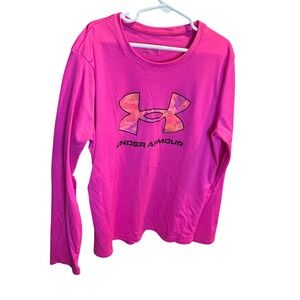 Under Armour Kids Pink Tie Dye Logo Long Sleeve Athletic Shirt Size YLG
